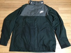 Nike Green & Gray Hooded Full Zip Track Jacket Wind Breaker Size L with Hood