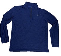 Nike Dri-Fit Men’s Medium 1/4 Zip L/S Heathered Blue Black STYLE 940177-492