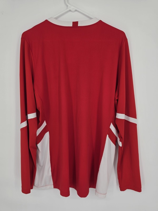 Nike XXL Men's Red/White Athletic Jersey V-Neck Long Sleeve. gallery