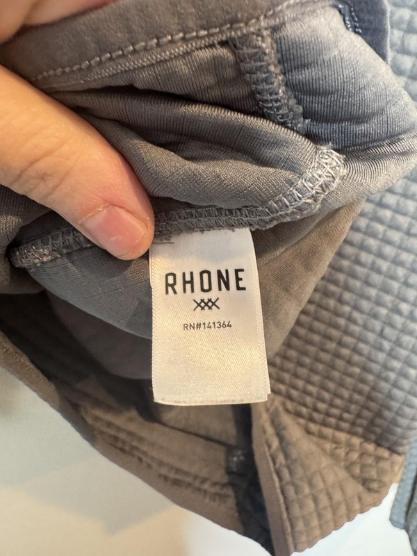 Rhone Pullover Mens Small Gray Waffle Knit Snap Mock Neck Long Sleeve Athletic gallery