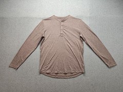 Myles Shirt Men Large Brown Heather Long Sleeve Henley Performance Stretch