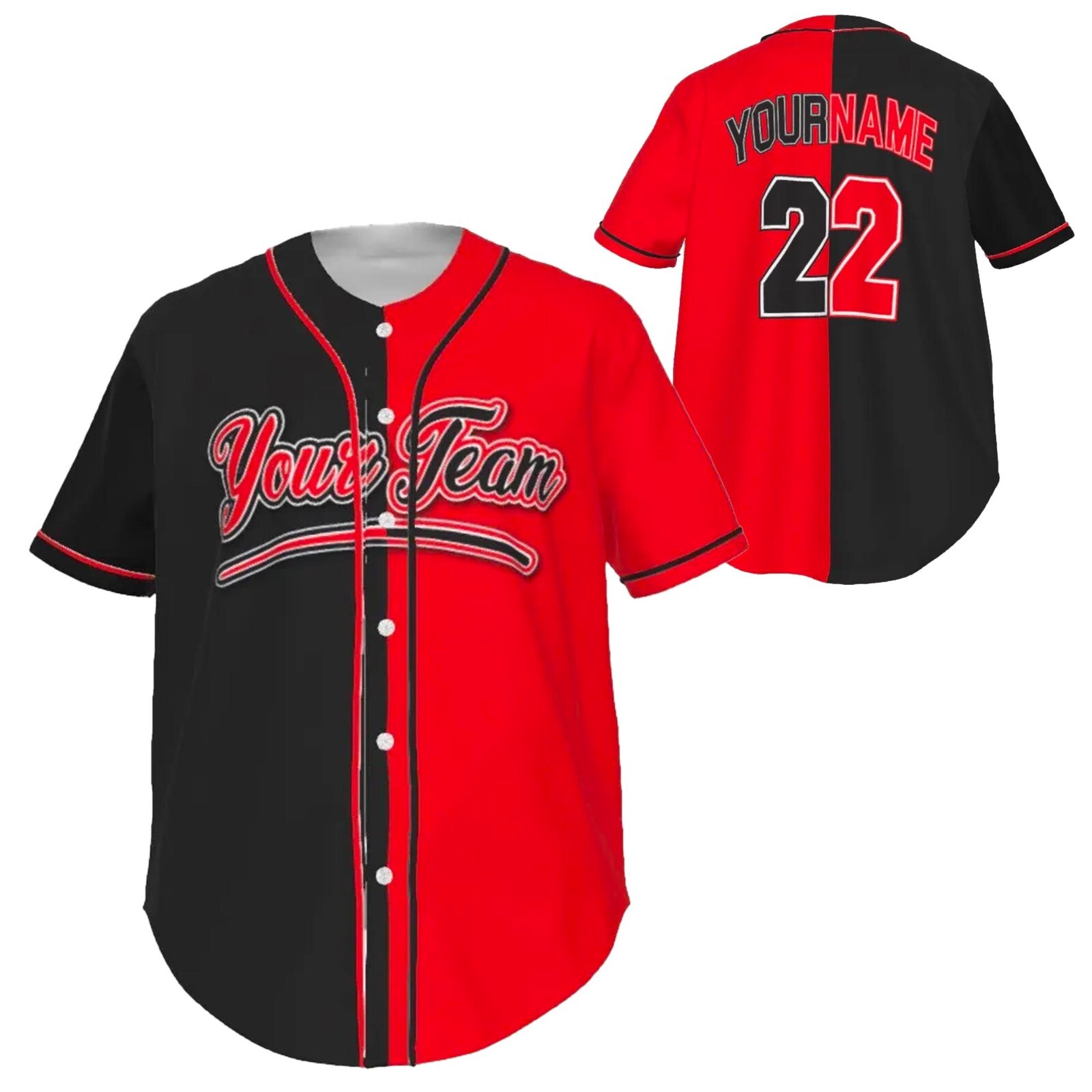 Fully Custom Black and Red Baseball Softball Team Design Baseball Jersey BS-10 gallery