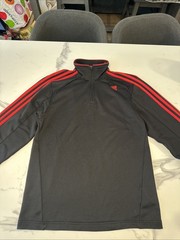 Adidas Quarter Zip Black And Red Pullover Size S