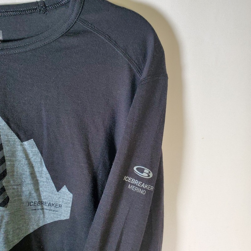 Icebreaker Bodyfit 200 Baselayer Mens Large Black Merino Wool Long Sleeve Print gallery