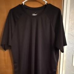 Men’s L Short Sleeve Raglan Crew Neck Solid Black Polyester Lightweight Tee