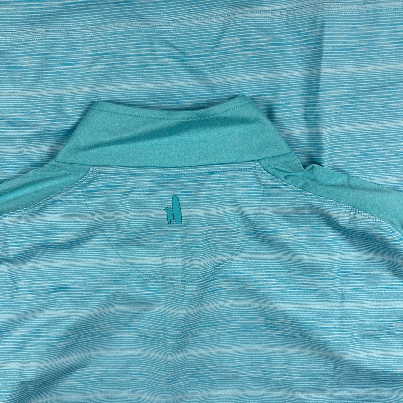 Johnnie-O Golf Pullover Bert 1/4 Zip Large Blue Striped Polyester NWT MSRP $118 gallery