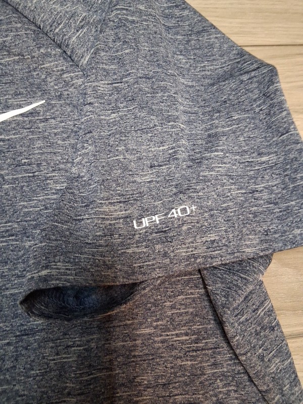 Nike Swim Dri-Fit Shirt Large Heather Blue Short Sleeve UPF 40+ Pre-owned gallery