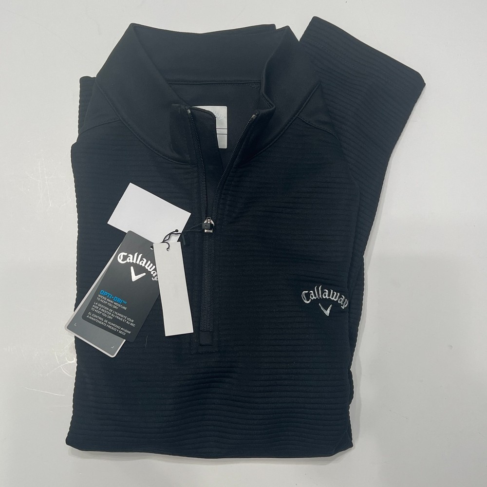 Pullover Callaway w/ Pockets Men's Size XL Quarter Zip Caviar opti-dri Collared