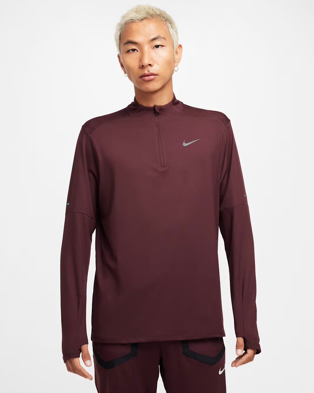 NIKE MEN ELEMENT RUNNING HALF ZIP DRI-FIT SHIRT BURGUNDY#DD4756-NWT gallery