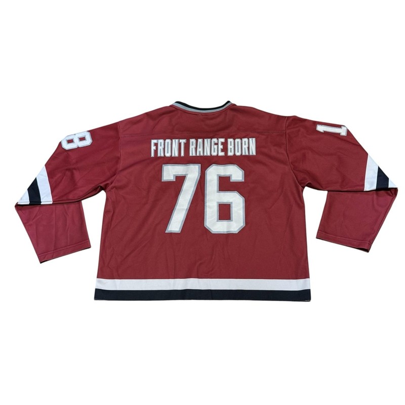 The MHC Hockey Jersey Shirt Mens Large Red Front Range Born 76 Graphic Captain gallery