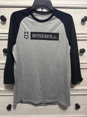Under Armour Loose Fit 3/4 Sleeve Baseball Athletic Shirt Mens Medium Gray