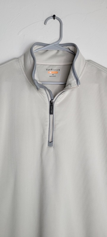 Van Heusen Traveler 1/4 Zip Pullover Fleece Lined 3/4 zip SHIRT Beige gray XL gallery