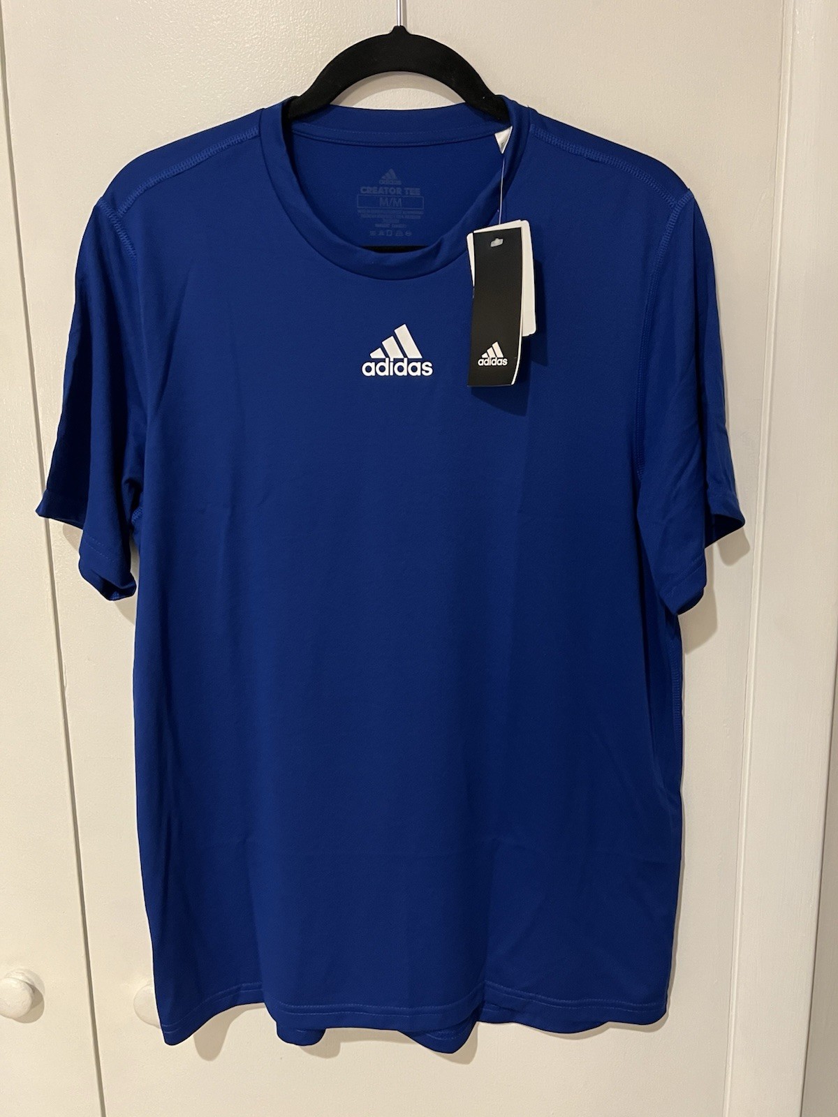 NWT Adidas Men's Medium Creator Short Sleeve T Shirt Crew Royal Blue White Tee gallery