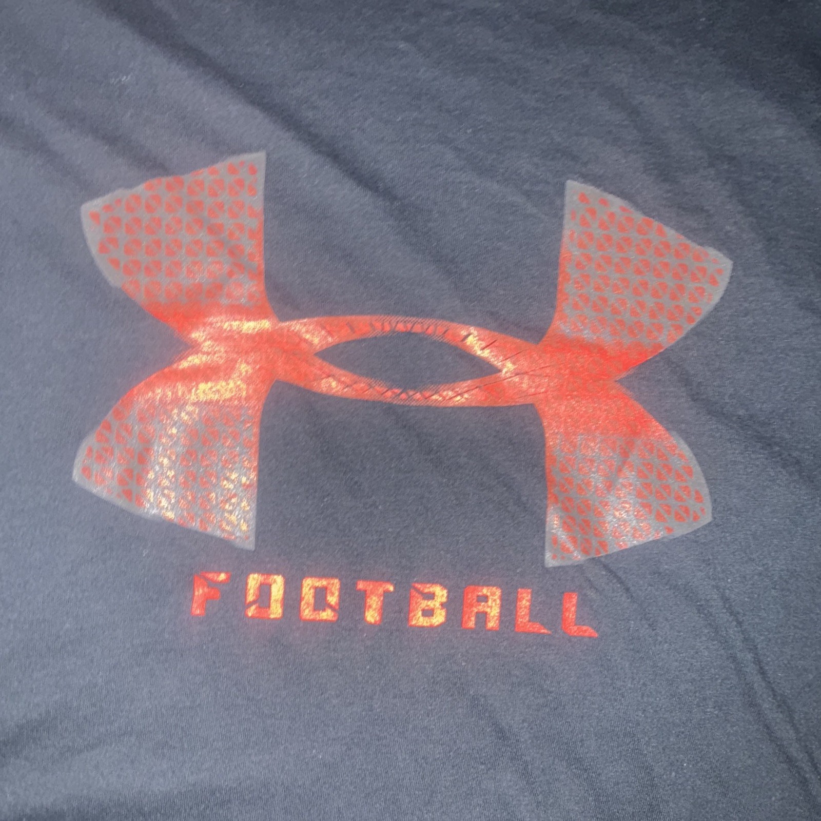 Under Armour Men's Large Regular Fit Heat Gear Black With Red Football Print gallery