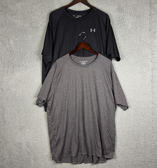 Under Armour Shirt Mens 3XL Black Gray Tech Tee Short Sleeve 2 Pack Athletic
