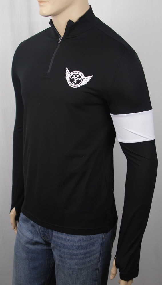 Polo Ralph Lauren Black White Half Zip Tribeca Cycling Shirt NWT $145
