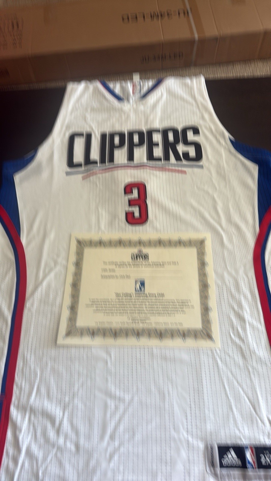 Authentic Signed Chris Paul Clippers Jersey in White with Blue and Red gallery