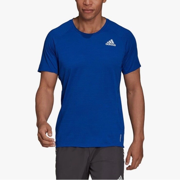 Adidas Men's Runner Blue Athletic TShirt Gray Training Running Gym EUC Size XL gallery