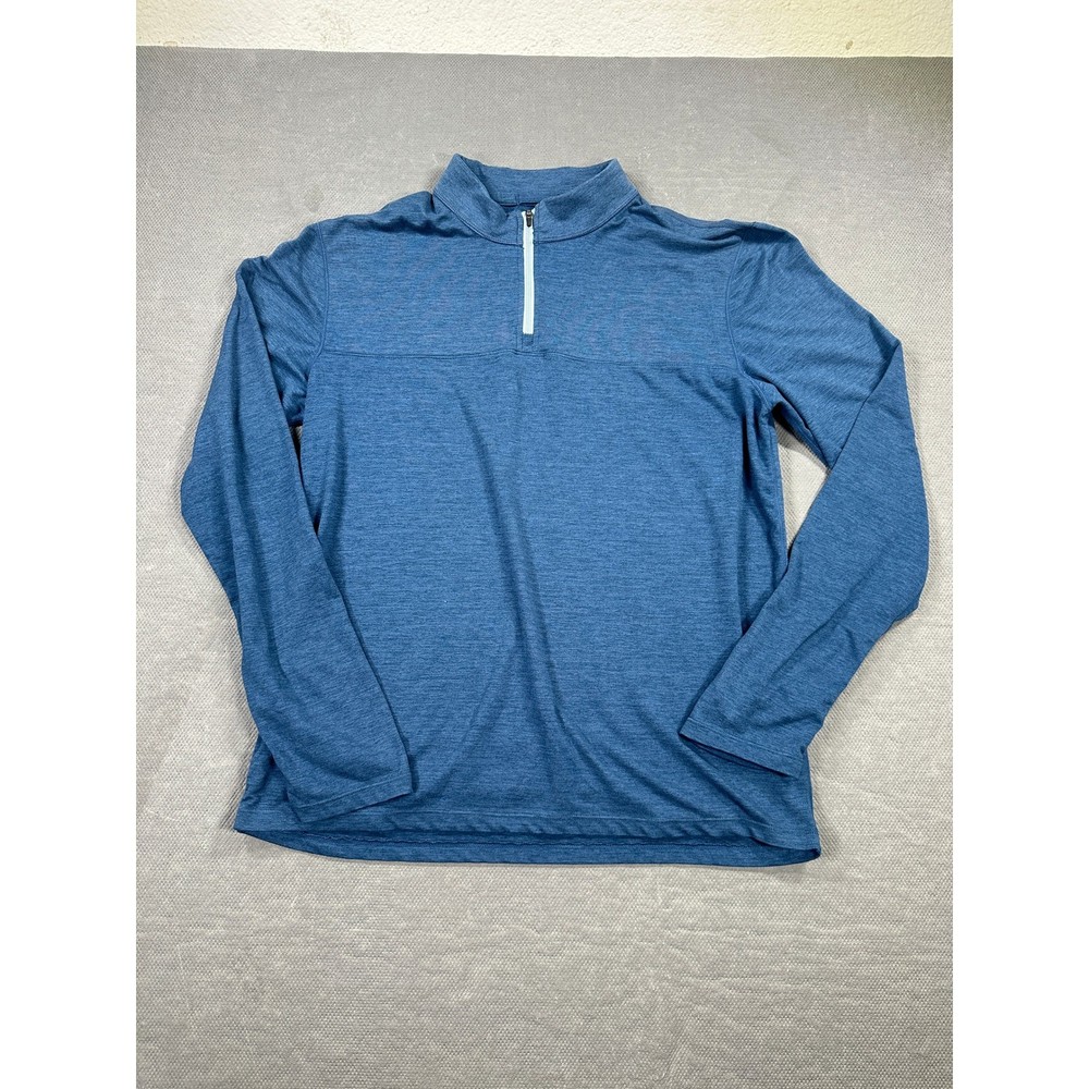 Marine Layer Sport Mens Medium Blue Heathered Quarter Zip Pullover Activewear