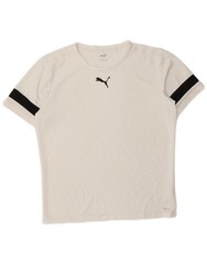 PUMA Mens T-Shirt Top Large White Colourblock Polyester CM03