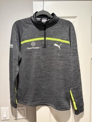 PUMA Men’s S 1/4 Zip Pullover Long Sleeve Mock Neck Polyester Gray/Yellow Logo