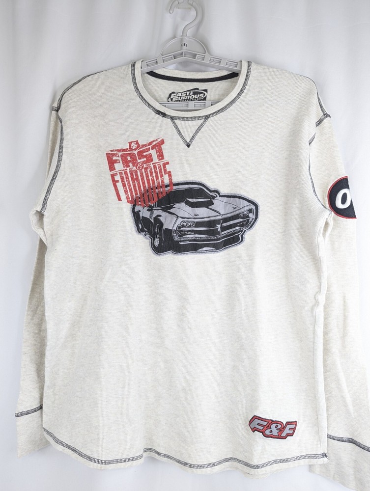 Universal Studios Shirt THERMAL Pullover FAST & FURIOUS SUPERCHARGED Waffle Sz L