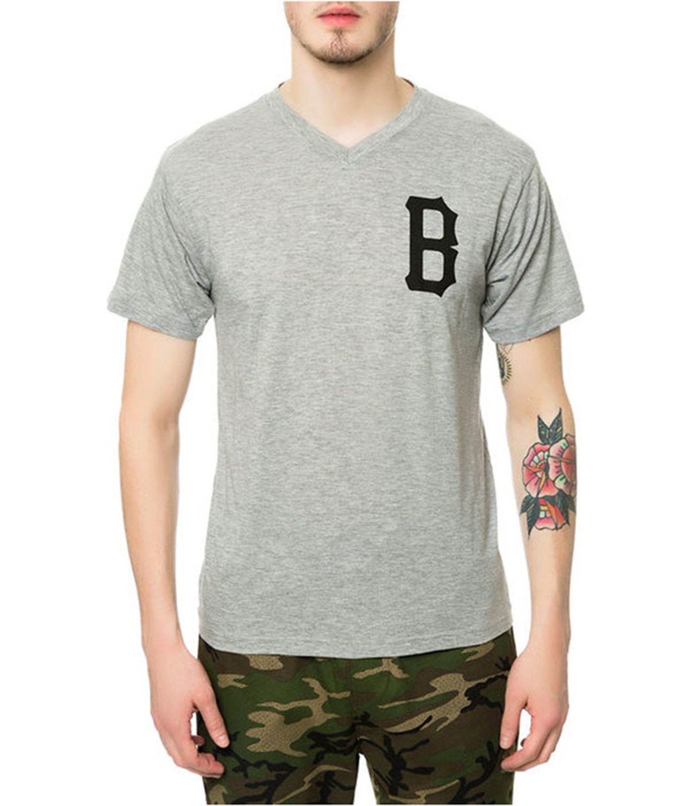 Black Scale Mens The B Logo V Neck Graphic T-Shirt gallery