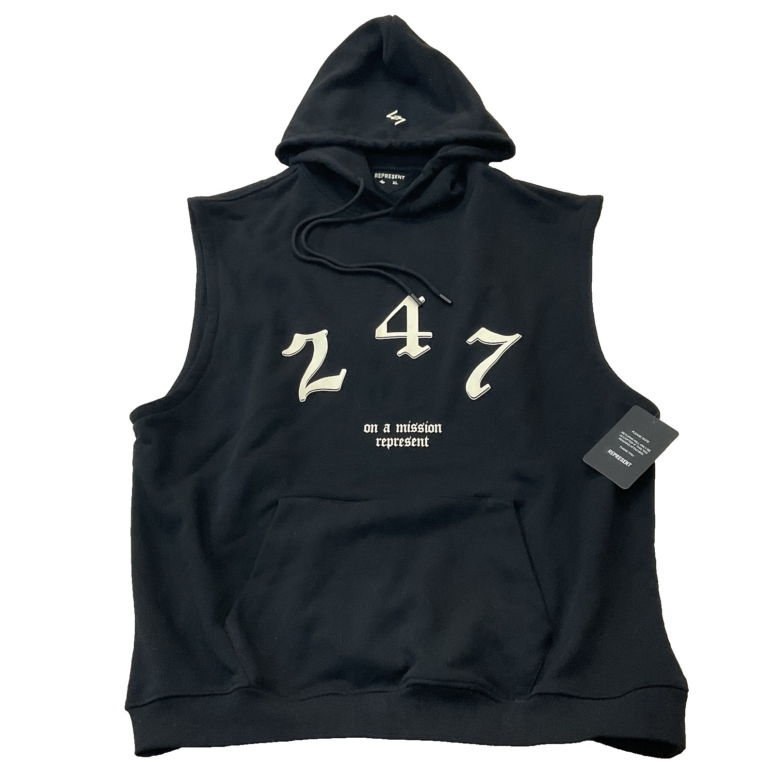Represent 247 Black Sleeveless Oversized Men’s Hoodie XL Graphic on Back ~ NWT gallery
