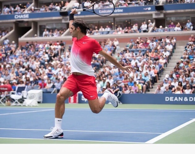 Nike Men’s S Roger Federer RF 2017 US Open Polo Tennis Shirt V-Neck Crew gallery