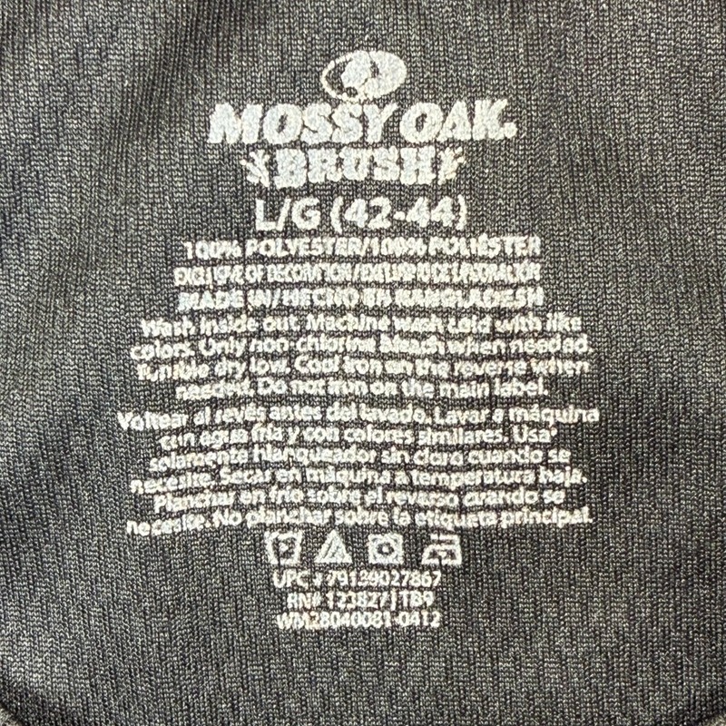 Mossy Oak Shirt Mens Large Black Camo Brush Performance Long Sleeve Tee L 42-44 gallery