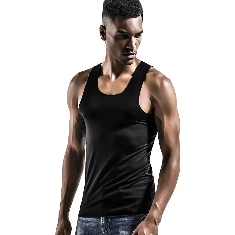 Men's vest, ice-silk seamless fitness tight breathable underwear, youth sports h gallery