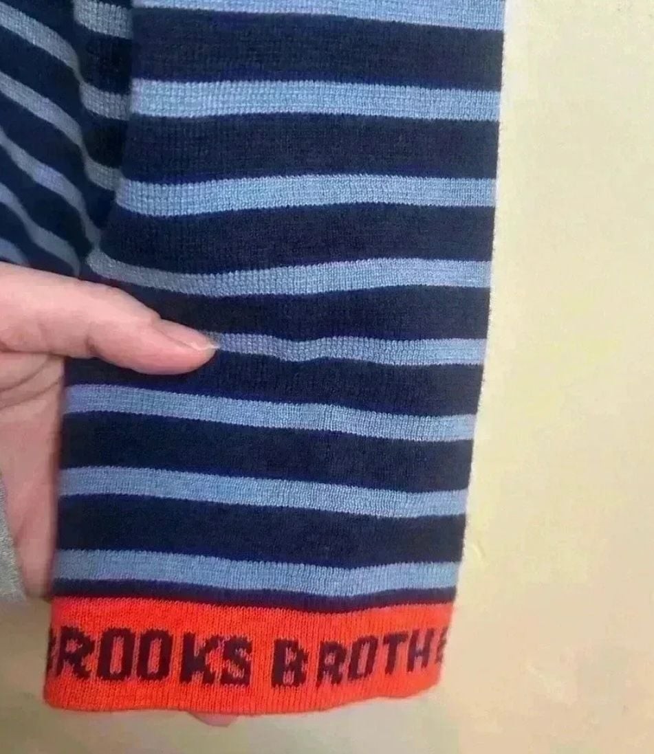 Brooks Brothers Men’s Striped Navy Blue Sweater Size Large nautical gallery