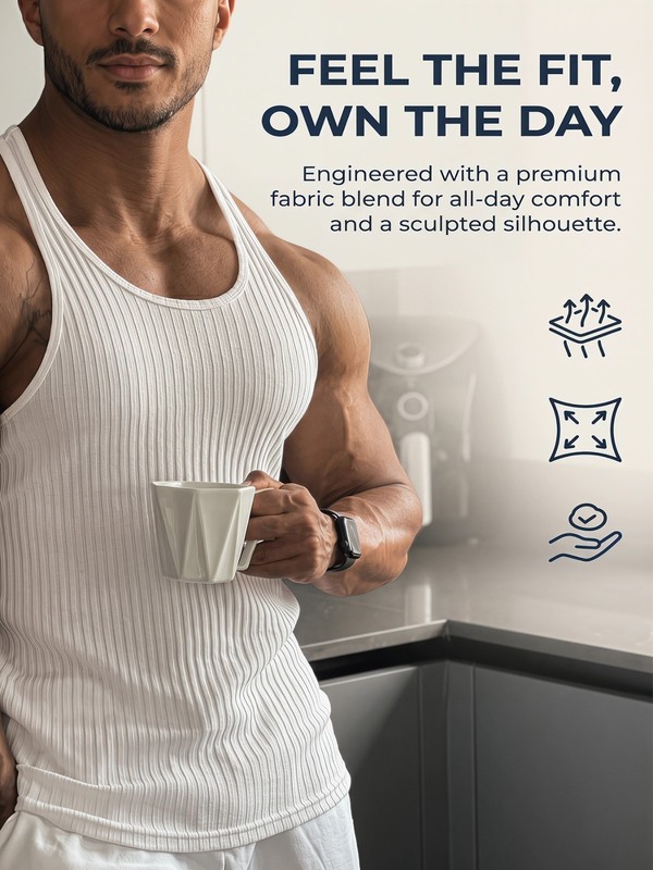 New Summer Vertical Stripe Outdoor Leisure Fitness Sim fit tank top men's cloth gallery