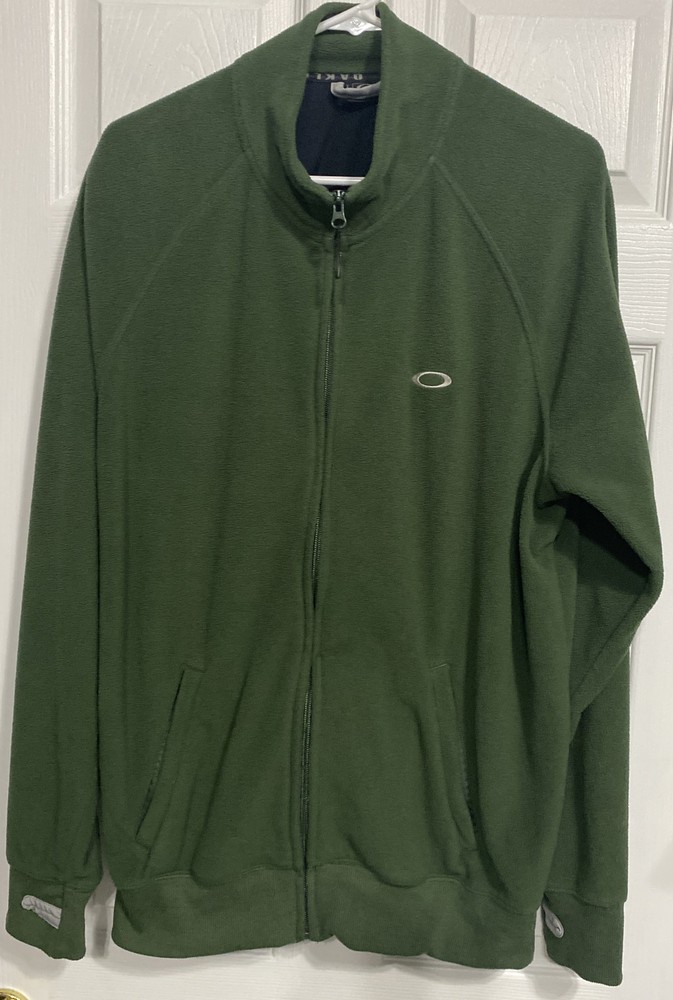 OAKLEY Men's MicroFleece Full Zip Jacket Shirt Sweater Sz Large L Green