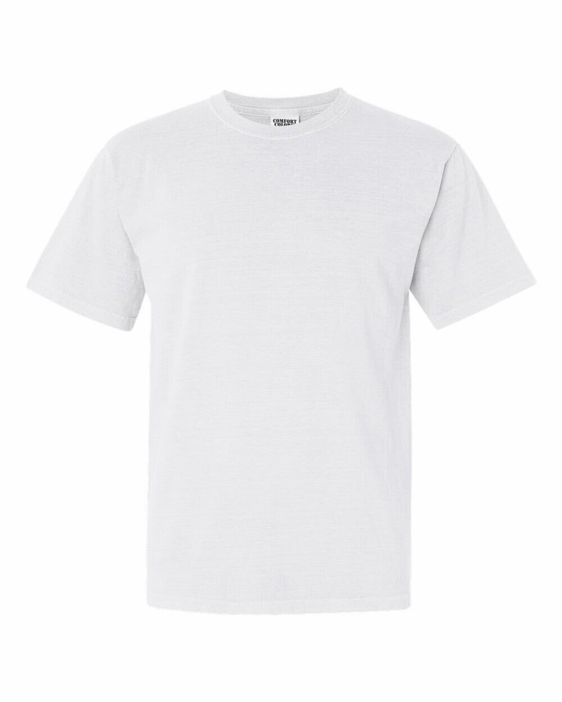 2 PAIR Comfort Colors - Garment Dyed Heavyweight WHITE TEE Shirt - 1717 5XL 6XL