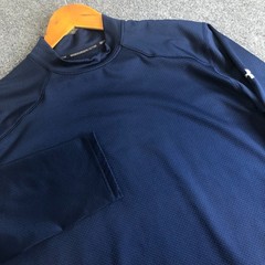 Under Armour Shirt Mens 2XL Blue ColdGear Reactor Compression Long Sleeve Fitted