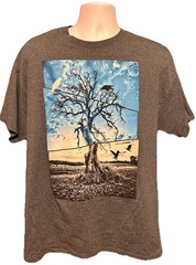 Tony Hawk Skateboarding Nature T Shirt Men XL Gray Short Sleeve Birds Trees