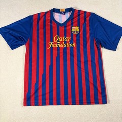 FCB Messi Barcelona Soccer Jersey Mens XL Red Blue Striped Official