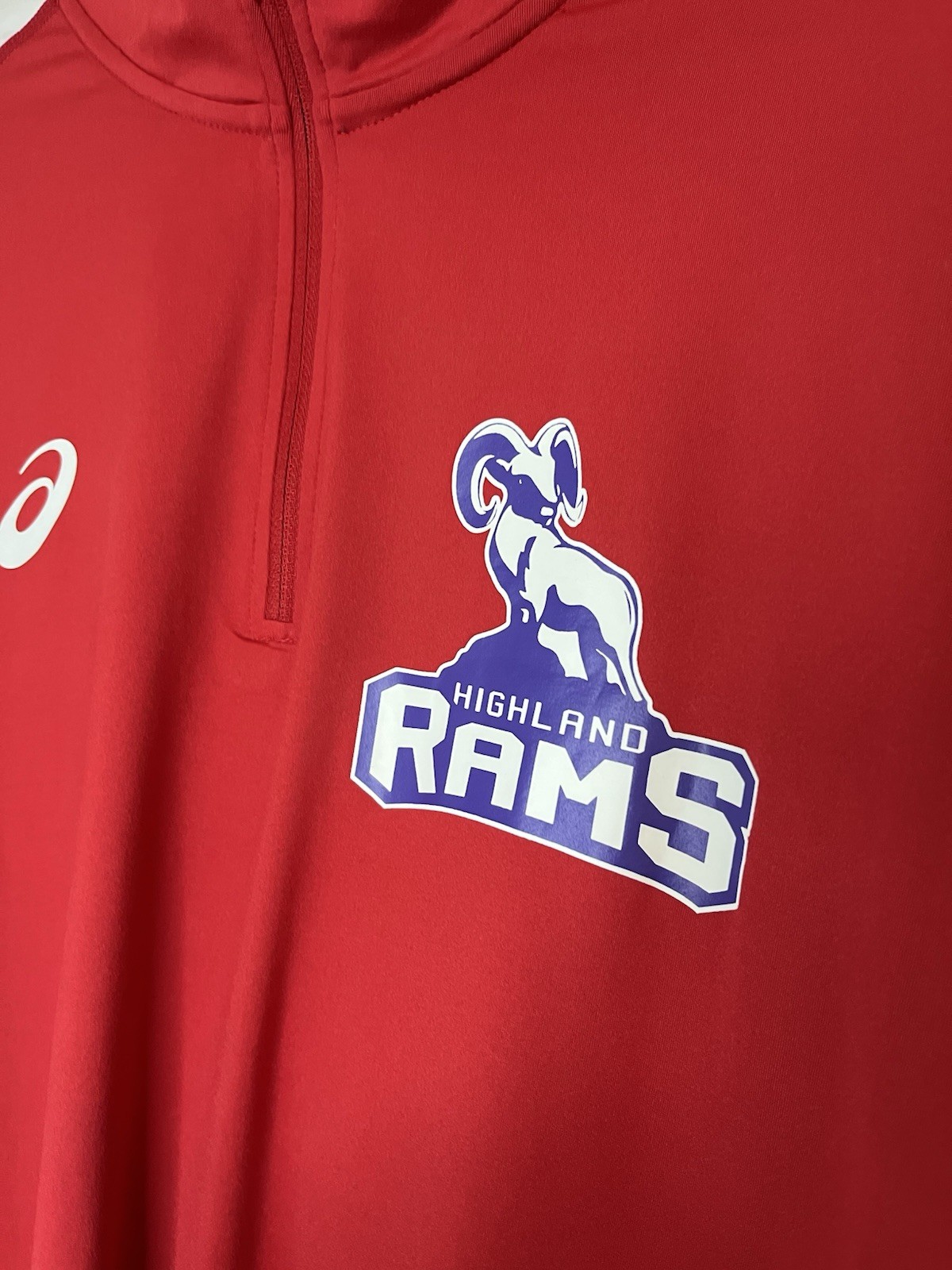 NWT ASICS Highland Rams 1/4 Zip Pullover. Large. Red gallery