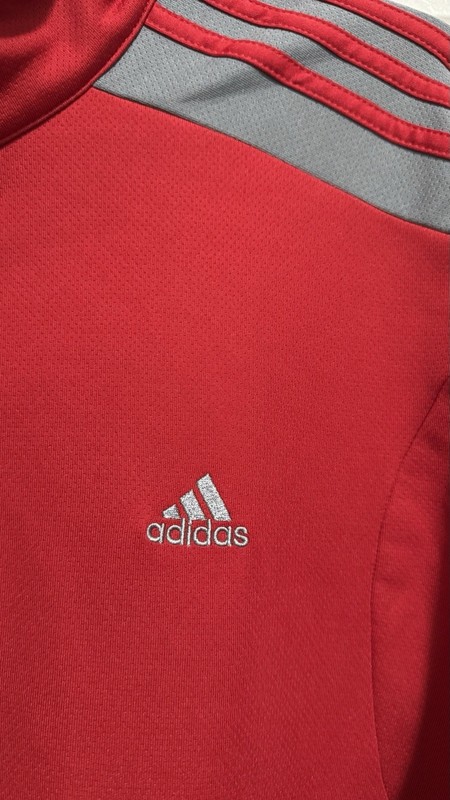 Adidas Clima365 Climawarm Colorblock 3 Stripe Red Gray Half Zip Pullover Sz L gallery