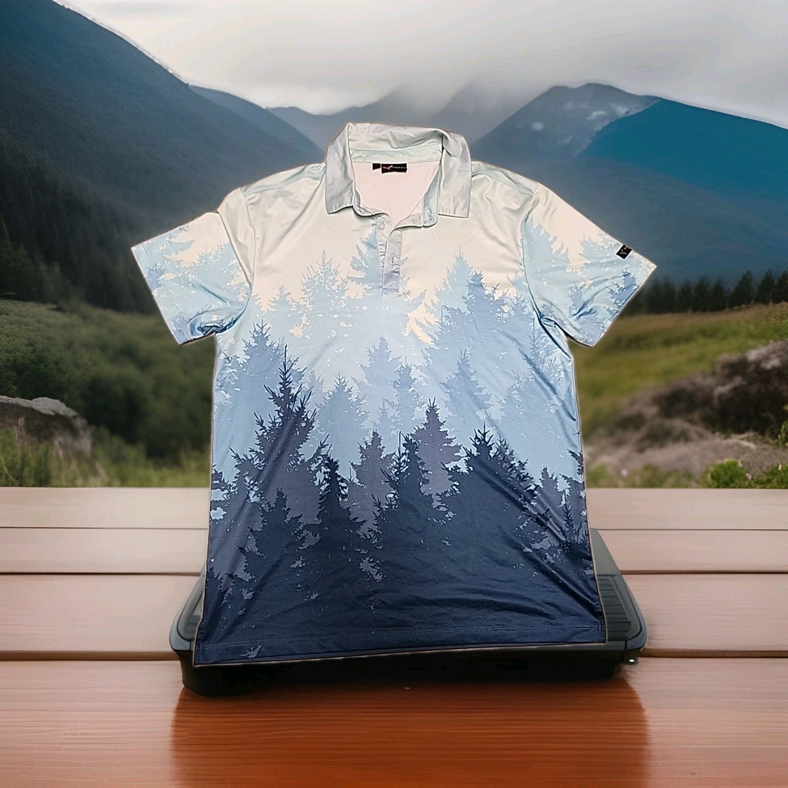 Yatta Golf Lightweight Forest Print Polo Shirt Mens Medium gallery