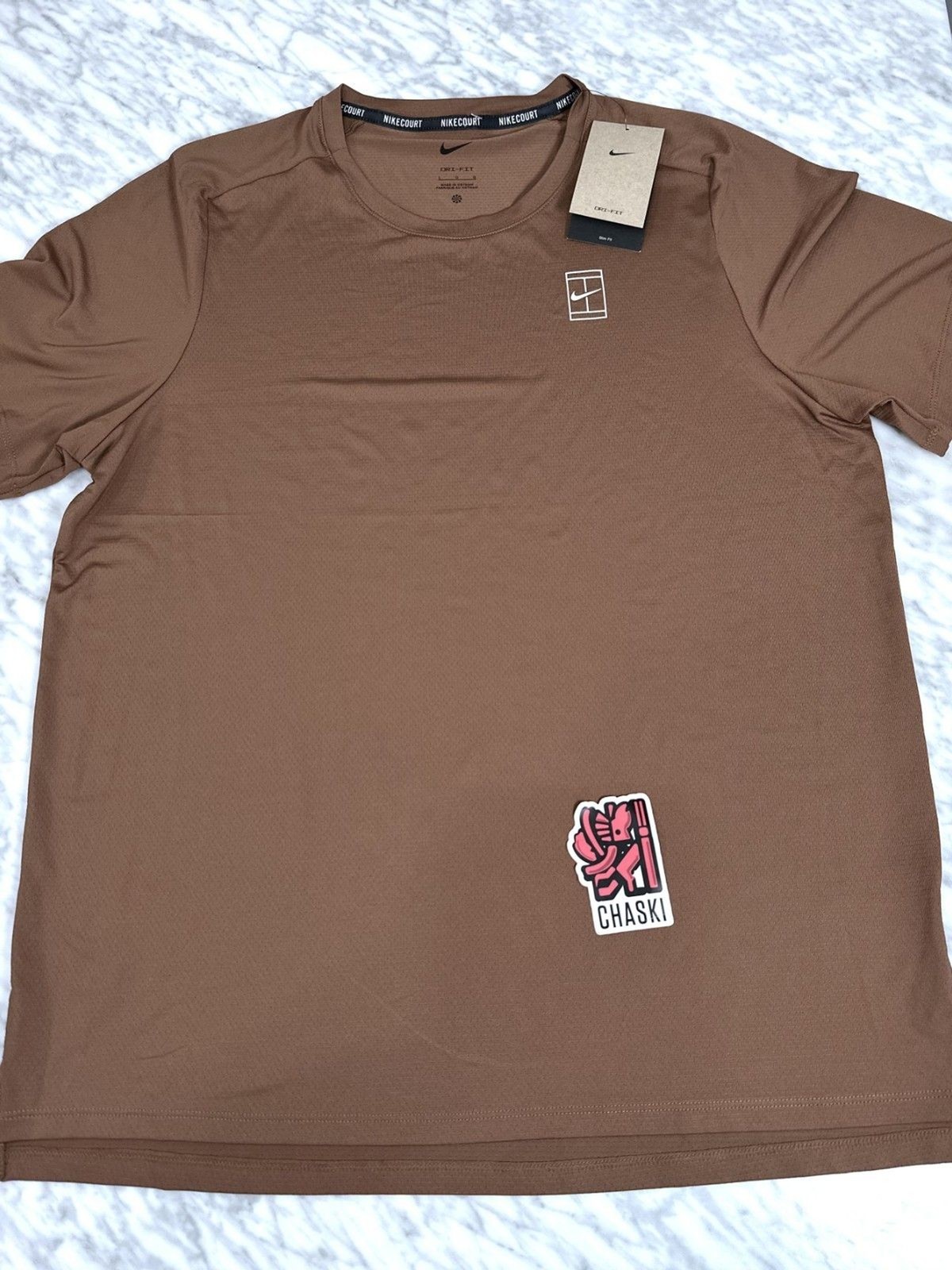 Nike Court Advantage Dri-FIT Tennis Top Jersey Shirt Brown FZ6910-281 Mens Large gallery