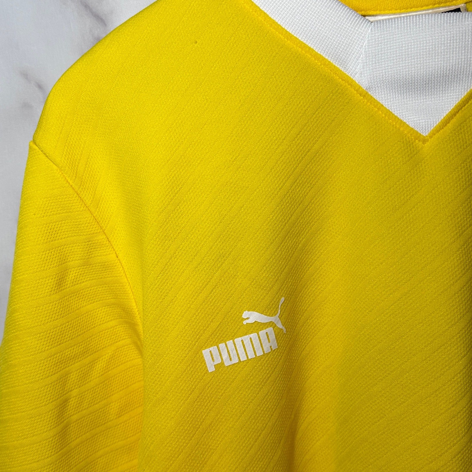 Vintage Puma Jersey Soccer Yellow Size M USA Made 90s Sportswear Shirt Tee Retro gallery