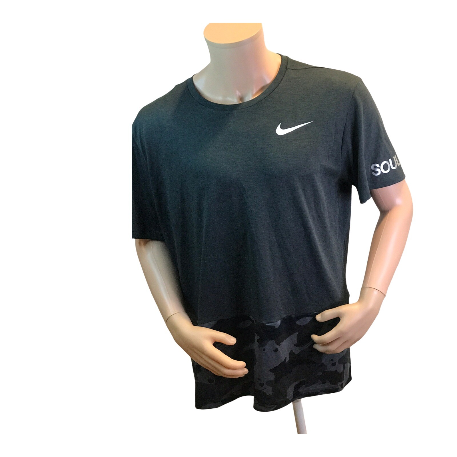 NWT Nike Breathe Training Soulcycle Tee Grey White Dark Green Black AQ1091 XL gallery