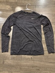 Nike Dri-FIT Men’s Running Long Sleeve Heather Gray Crew Neck Raglan M