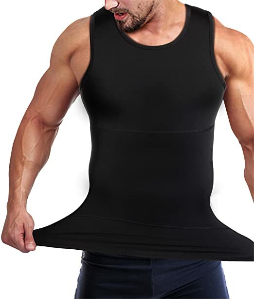 Men's Compression Shirt Slimming Body Shaper Vest Workout Tops Abs Abdomen Tank gallery
