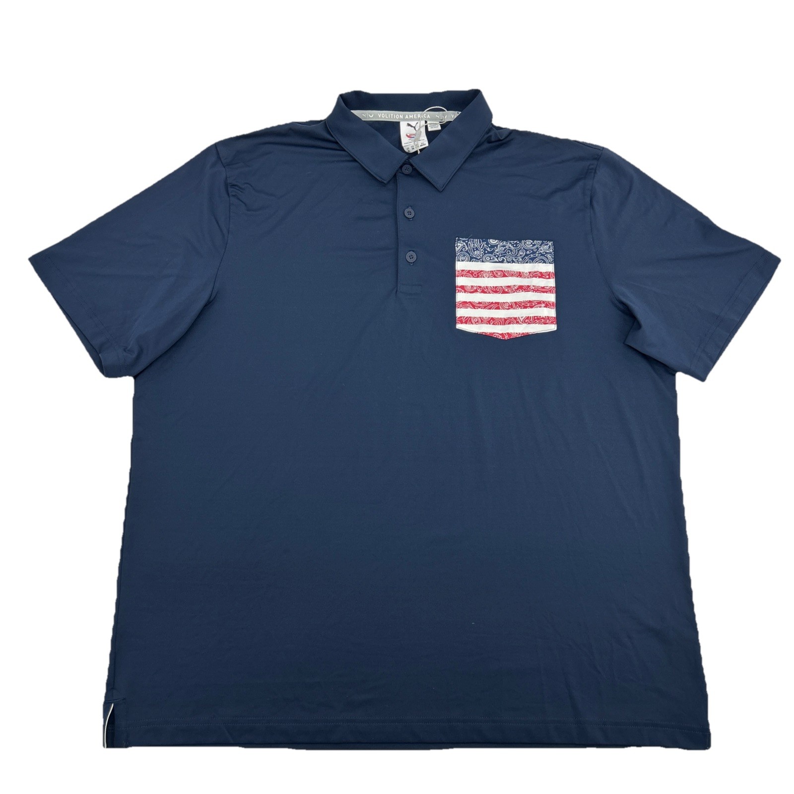 Puma Volition Shirt Men's XL Blue Polo UPF 50 USA Flag Oakley Country Club NEW gallery