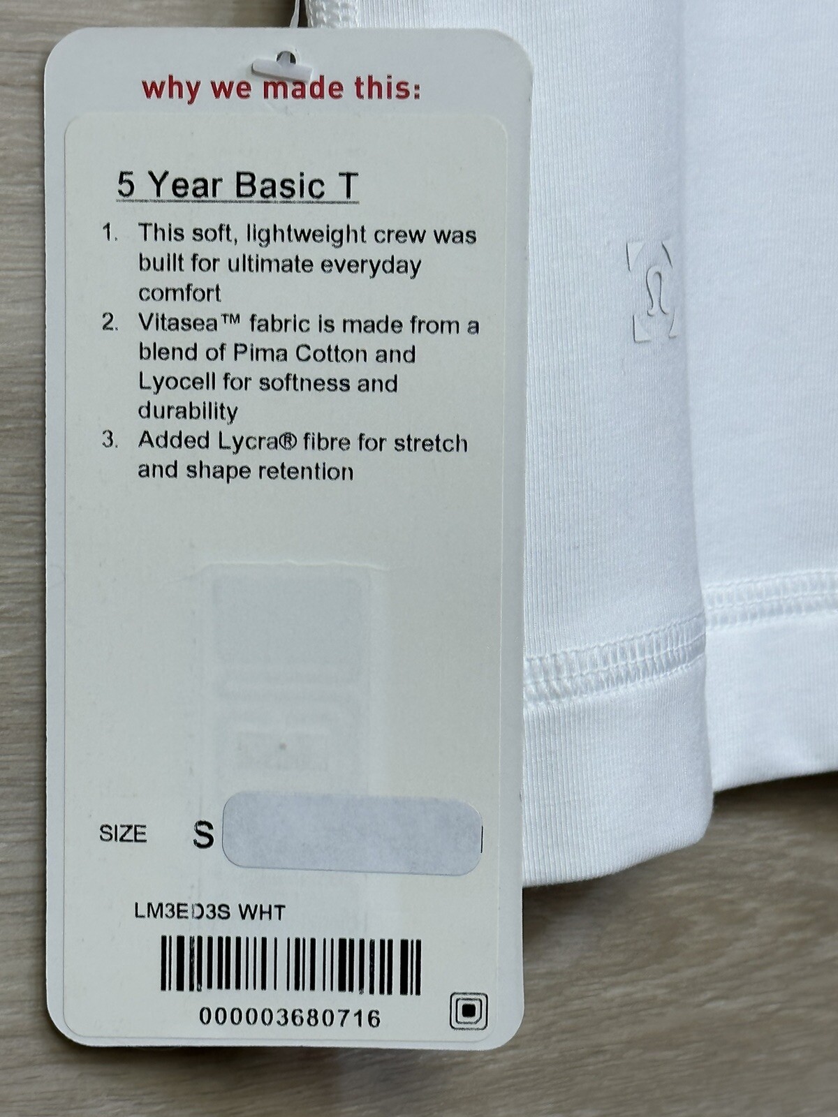 Lululemon 5 Year Basic T Crew Neck Tee *Vitasea Size S 🤍 White WHT 80716 gallery