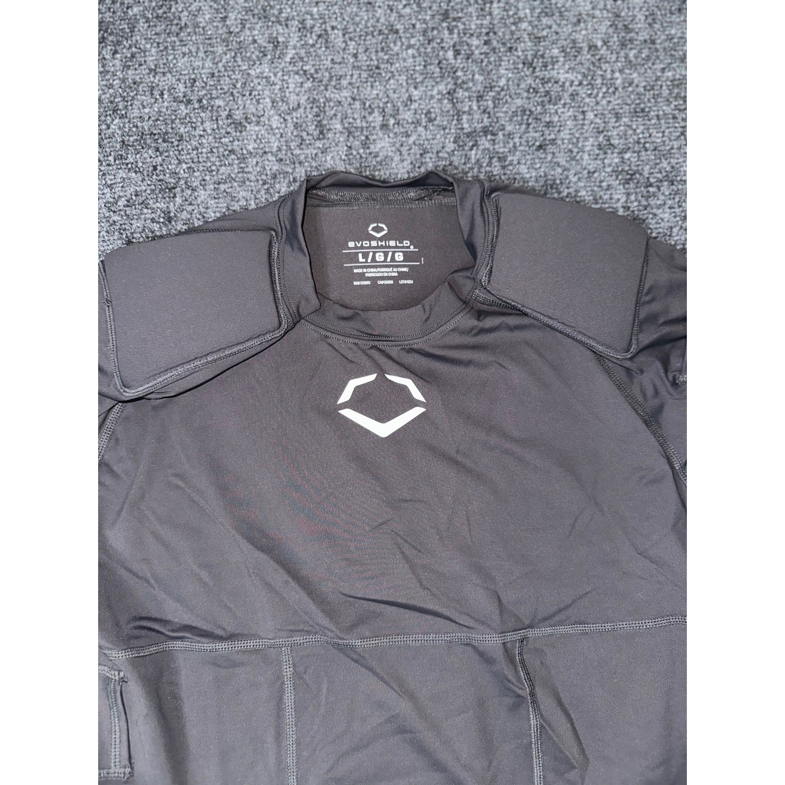 EvoShield Mens Padded Compression Shirt Charcoal Grey Size Large Shoulder Spine gallery