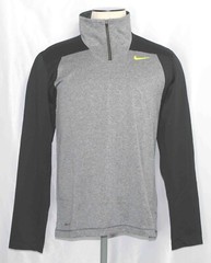 Nike Dri-Fit 1/4 Zip Gray Black Running Long Sleeve Pullover 620644 Mens Size Md
